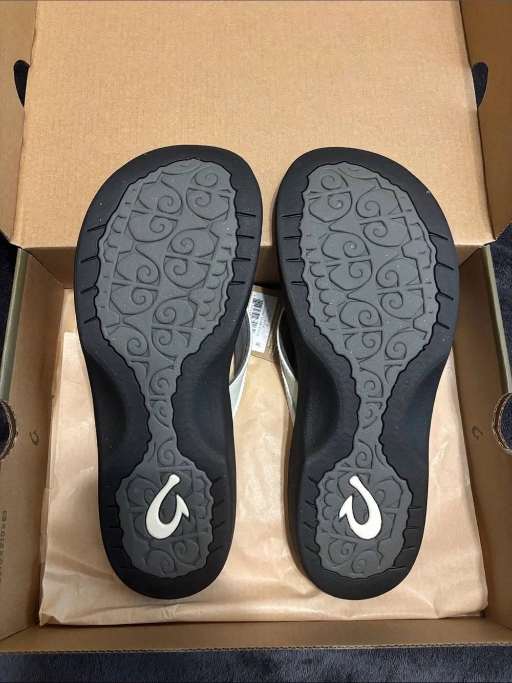 OluKai Black with White Strap Flip Flops - Picture 2 of 4